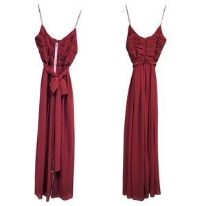 Mac Duggal Backless Burnt Orange Jumpsuit Small